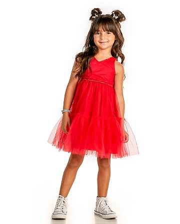 Vestido Celebrar de tule vermelho | Gabriela Aquarela