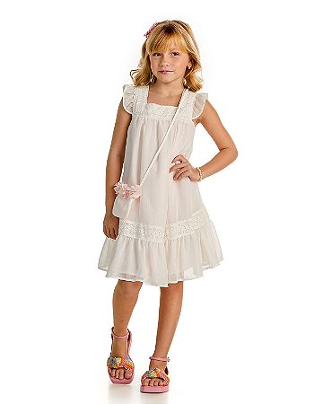 Vestido celebrar com flores claras e bolsa | Gabriela Aquarela