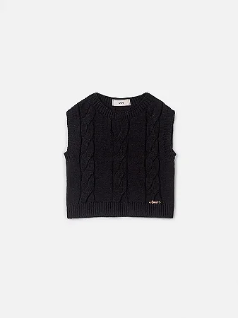 Colete de tricot preto | Animê