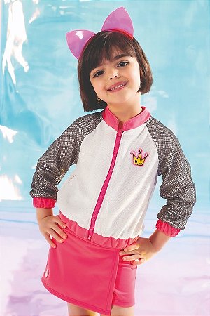 Conjunto short saia e bomber glam pink | Gabriela Aquarela