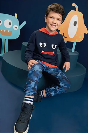 Blusão em moletom com pelúcia monsters | Luc.boo