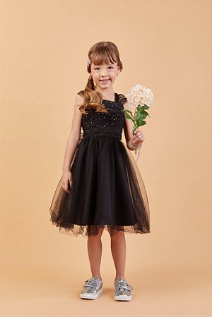 Vestido de festa celebrar de tule preto | Gabriela Aquarela