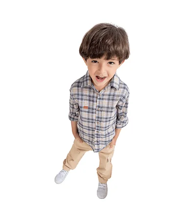 Conjunto calça cargo em sarja e camisa xadrez | Digi
