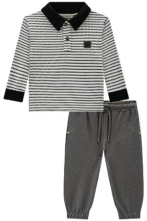 Conjunto camisa polo e calça jogger of white | Luc.boo