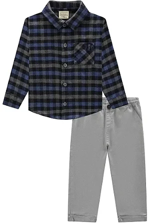 Conjunto camisa xadrez e calça sarja | Luc.boo