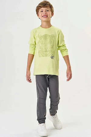 Conjunto de camiseta verde neon e calça jogger | Luc.boo