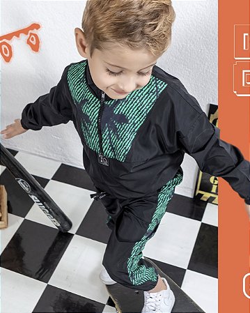 Conjunto anorak em tecido tecnologico preto | Digi