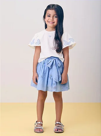 Conjunto azul com mangas borboleta | Momi