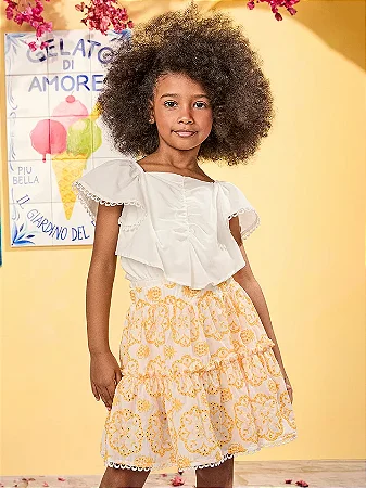 Conjunto de laise amarelo e babados | Animê
