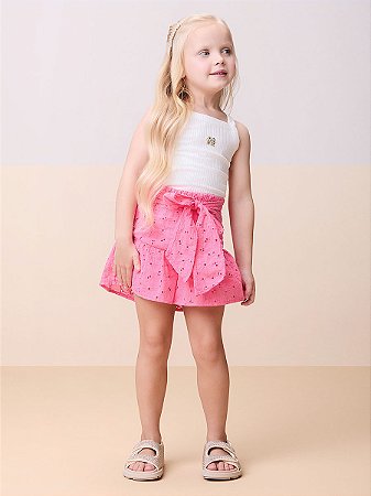 Conjunto regata e short saia laise rosa | Momi