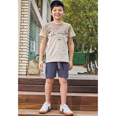 Conjunto camisa e bermuda bege | Luc.boo
