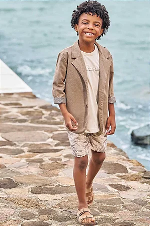 Conjunto camisa e bermuda bege | Luc.boo