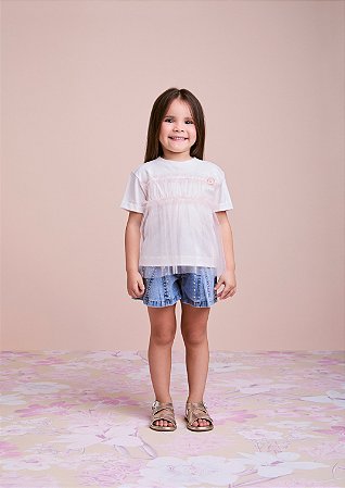 Blusa com sobreposição de tule rosa | Animê