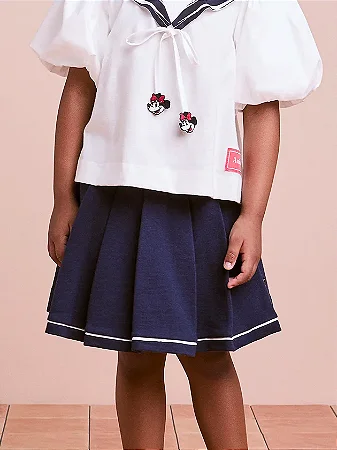 Short saia azul marinho preppy plissada | Animê