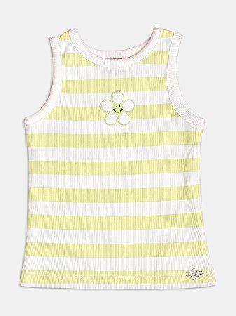 Regata listrada amarela com patch flor | Momi