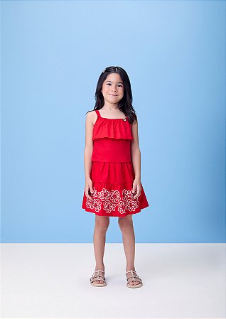 Conjunto blusa e saia vermelho preppy | Momi