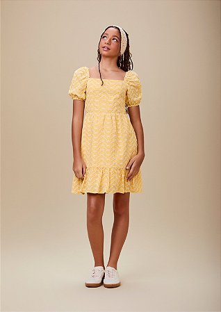 Vestido laise amarelo com mangas | Iam Authoria