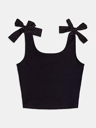 Top essencial preto com laço no ombro | Iam Authoria