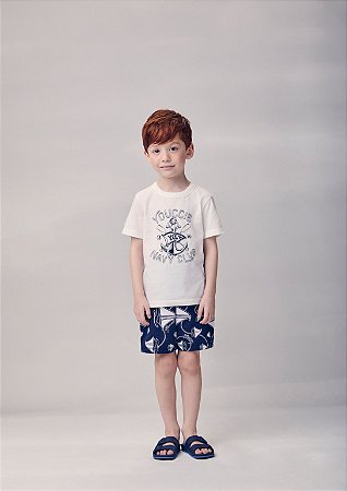 Conjunto T-shirt e bermuda azul marinho e branco | Youccie