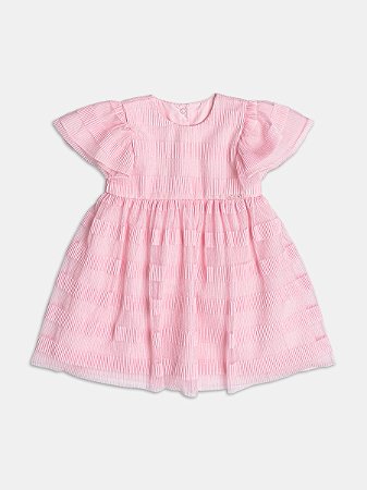 Vestido em tule plissado rosa claro | Momi