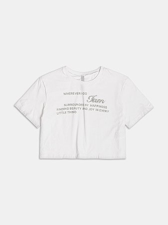 T-shirt com aplique off white | Iam Authoria