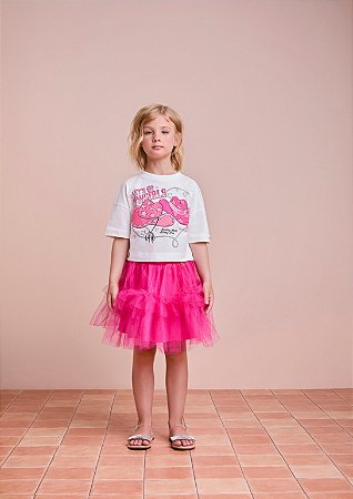 Conjunto blusa e saia de tule rosa | Animê