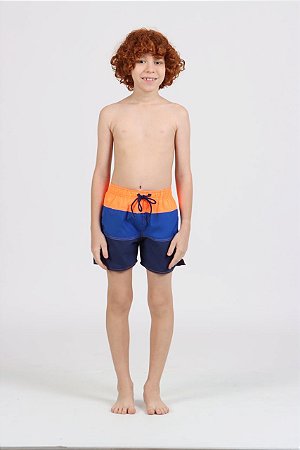 Short Samuel Flour trê cores laranja e azul | Siri Kids 40523