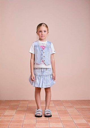 Colete jeans country com detalhes bota rosa | Animê