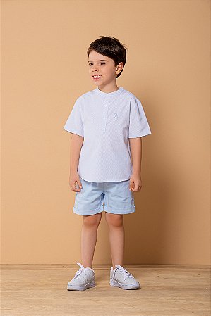 Conjunto bermuda sarja e camisa listrada | DIGI