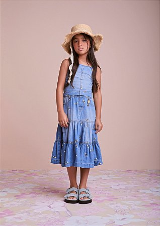 Conjunto jeans com estampa de abelhas | Animê