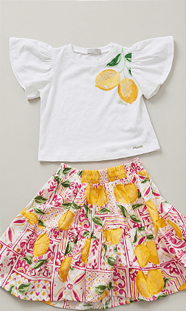 Conjunto blusa e short saia limão | Momi