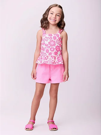 Conjunto short e blusa floral arabesco | Momi