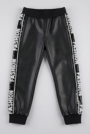 Calça de couro com faixa fashion | Animê