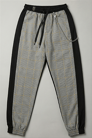 Calça moletom xadrez preto | Iam Authoria