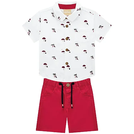 Conjunto bermuda sarja e camisa | Milon