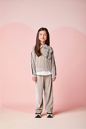 Conjunto casaco e calça prata | Momi