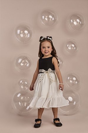 Vestido celebrar off com pala preta | Gabriela Aquarela