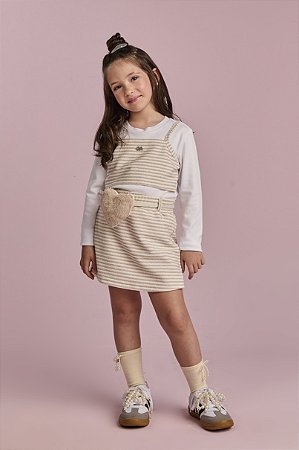 Conjunto 3 peças saia short listra | Gabriela Aquarela