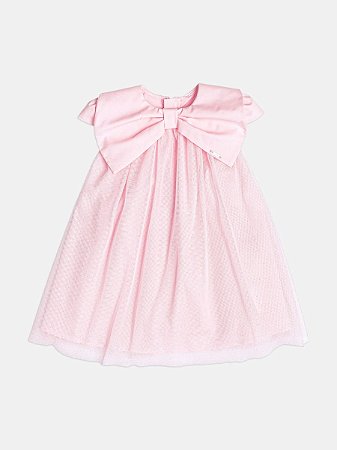 Vestido de tule com gola laço | Momi