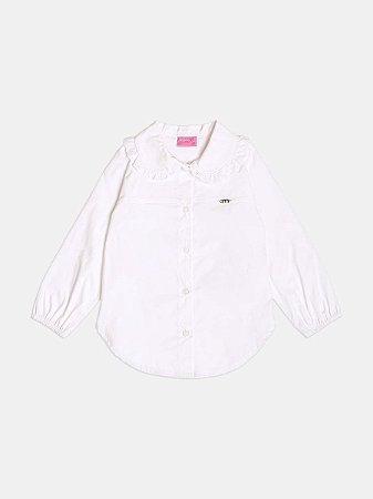 Camisa manga longa com bordado inglês | Momi