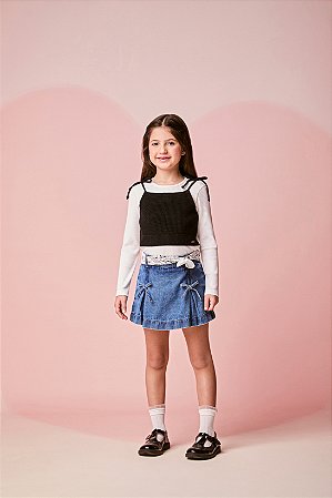 Blusa Menina Infantil com Top Preto de Tricot | Momi