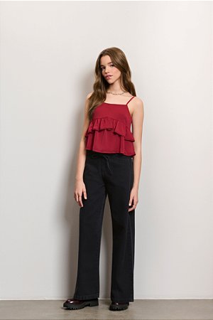 Calça Wide Leg preta com Cinto | Authoria