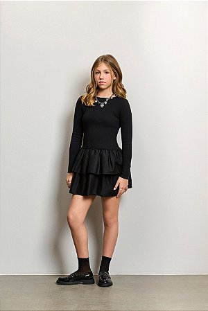 Vestido canelado com camadas | Authoria