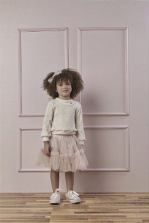 Conjunto Ballet Tule Tricô Laço Rosa | Gabriela Aquarela