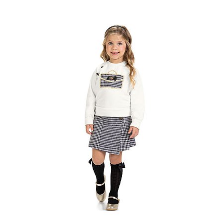 Conjunto Blusa Bolsinha e Saia Pied de Poule | Milon
