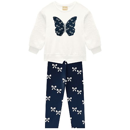 Conjunto Blusa Pelinho Borboleta e Legging Laços | Milon