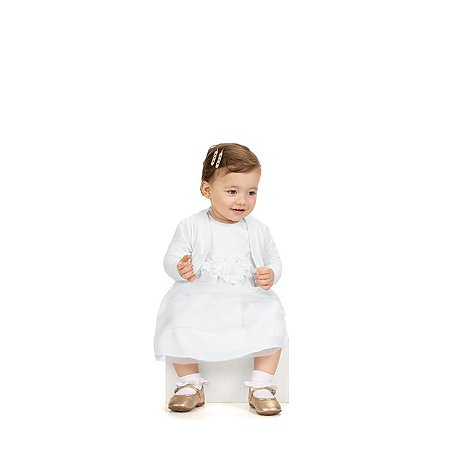 Conjunto Vestido Branco Flores 3D e Bolero | Milon