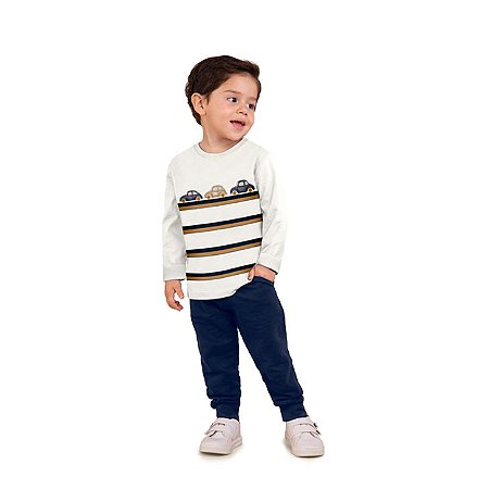 Conjunto Infantil Blusa Carrinhos e Calça Marinho | Milon