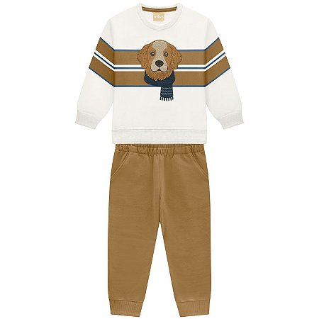 Conjunto Infantil Blusa Cachorrinho e Calça Jogger Caramelo | Milon