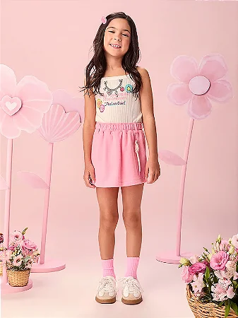 Conjunto Infantil Menina Canelado com Alças e Charms | Momi